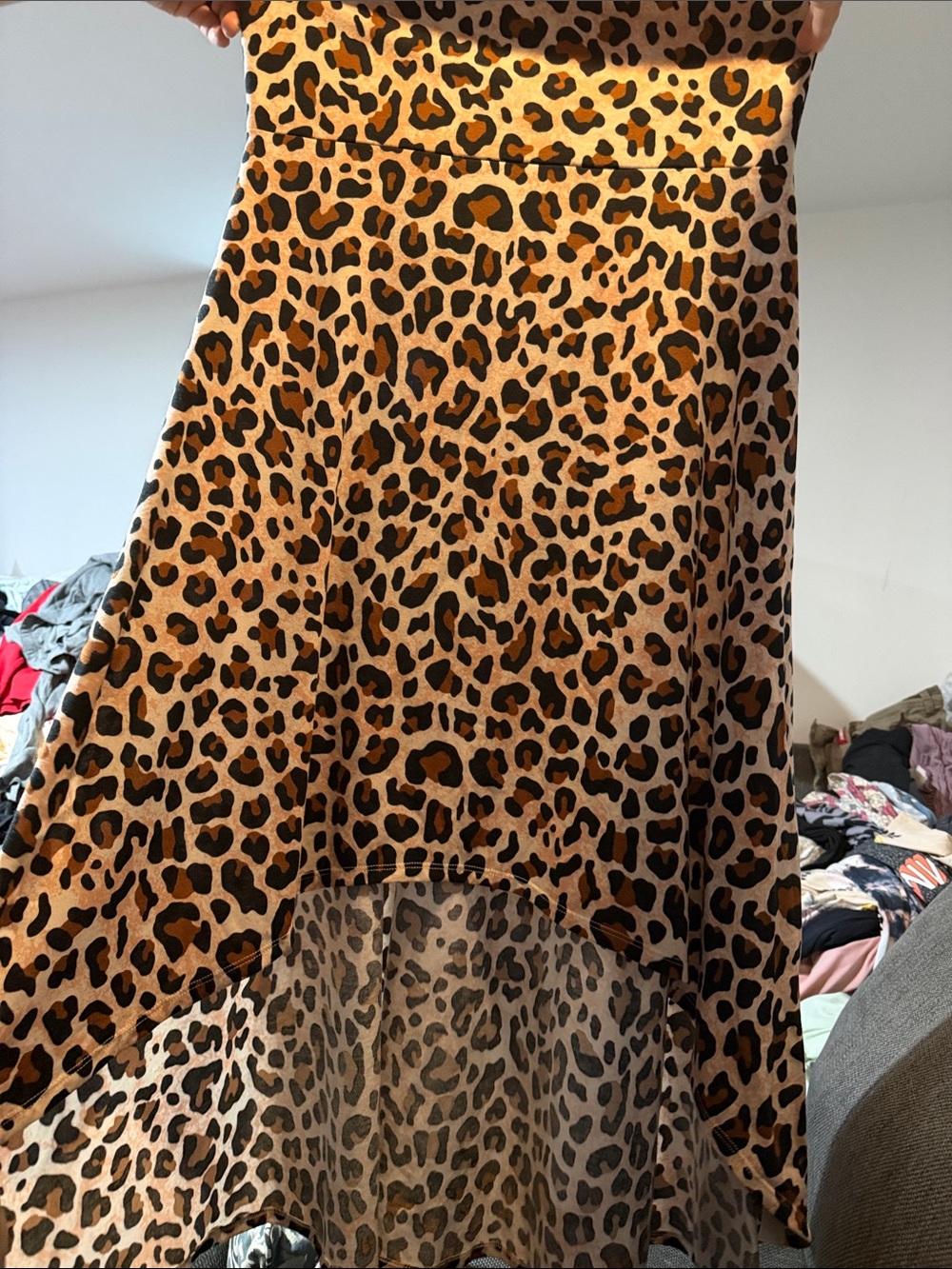 NWOT LuLaRoe Olivia High-Low Skirt - Coral & Brown Leopard Print